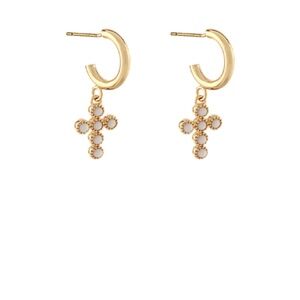 Pave Cross Hoops